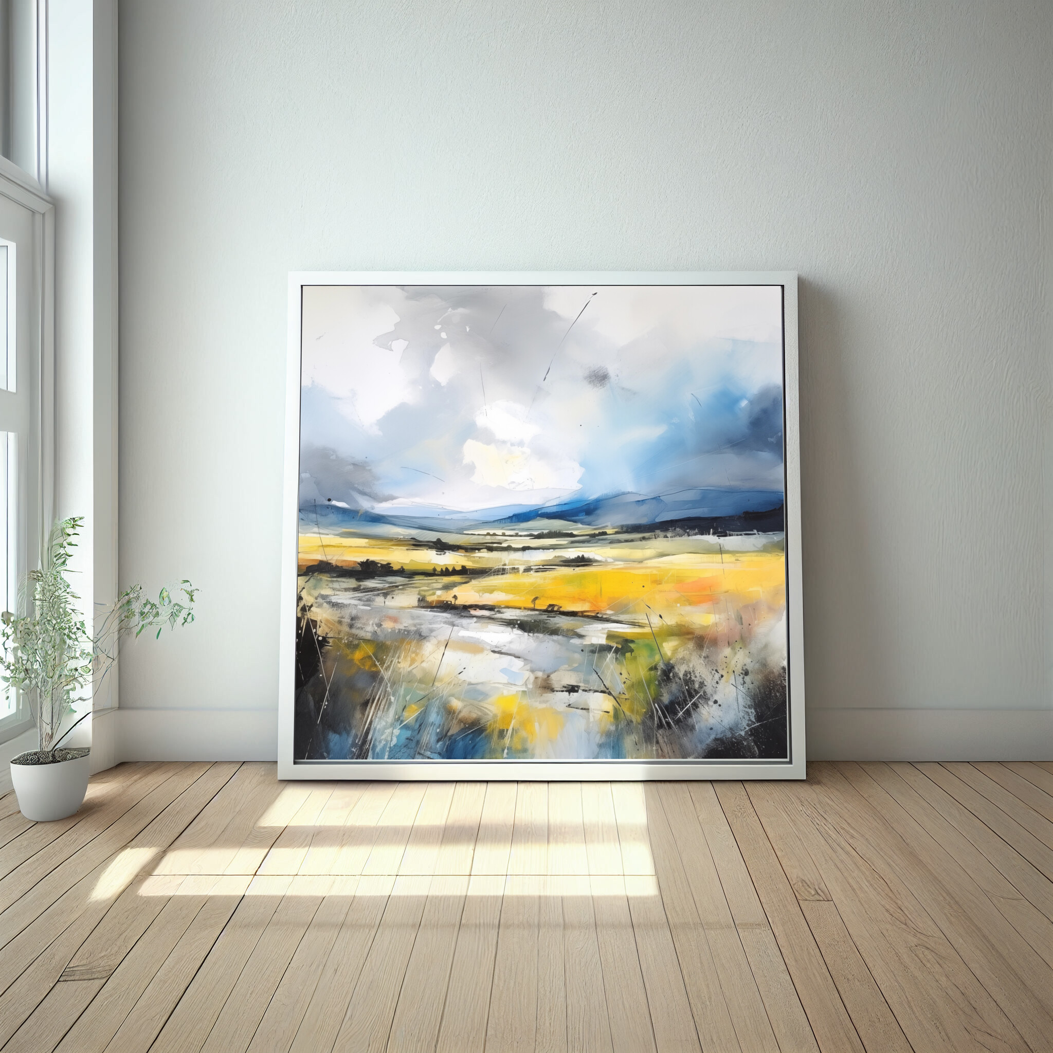 Sussex Abstract Landscape Blue Warm Tones Living Room Wall Art | Canvas Print -