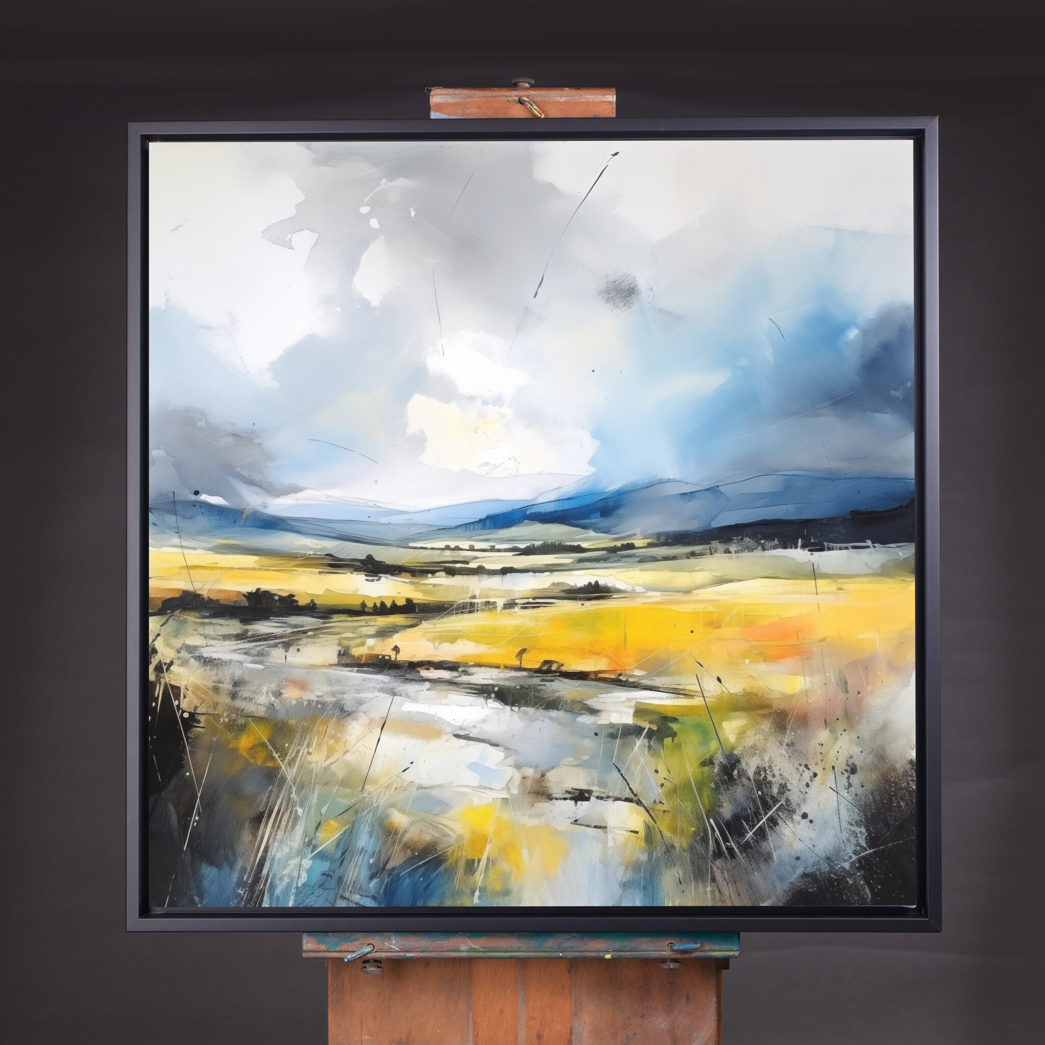 Sussex Abstract Landscape Blue Warm Tones Living Room Wall Art | Canvas Print - CBF