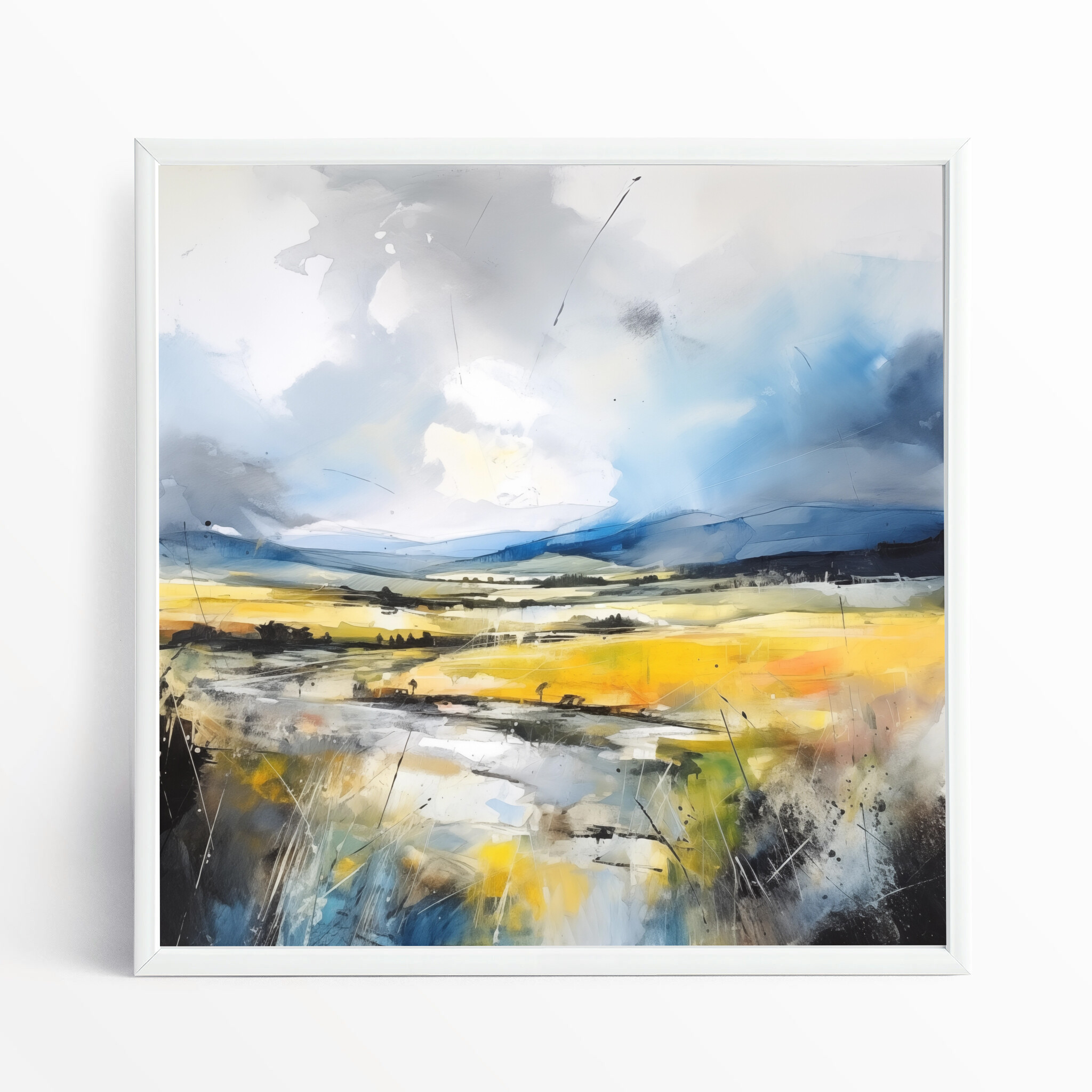 Sussex Abstract Landscape Blue Warm Tones Living Room Wall Art | Canvas Print
