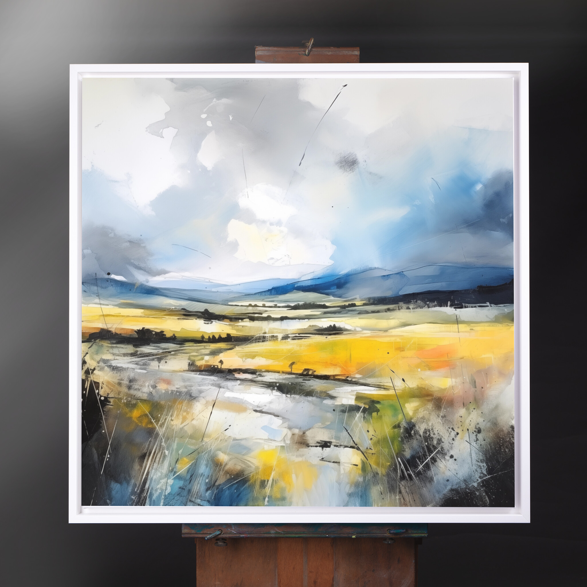 Sussex Abstract Landscape Blue Warm Tones Living Room Wall Art | Canvas Print - CWF