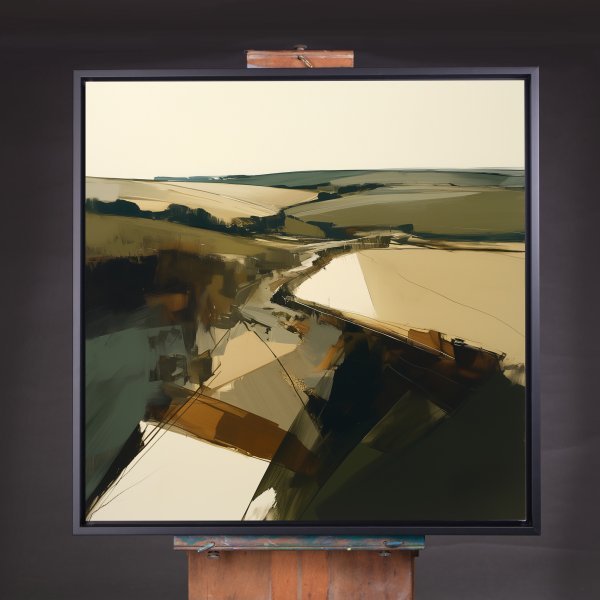 Cornwall Abstract Earth Tones Living Room Wall Art | Modern Landscape Decor - CBF