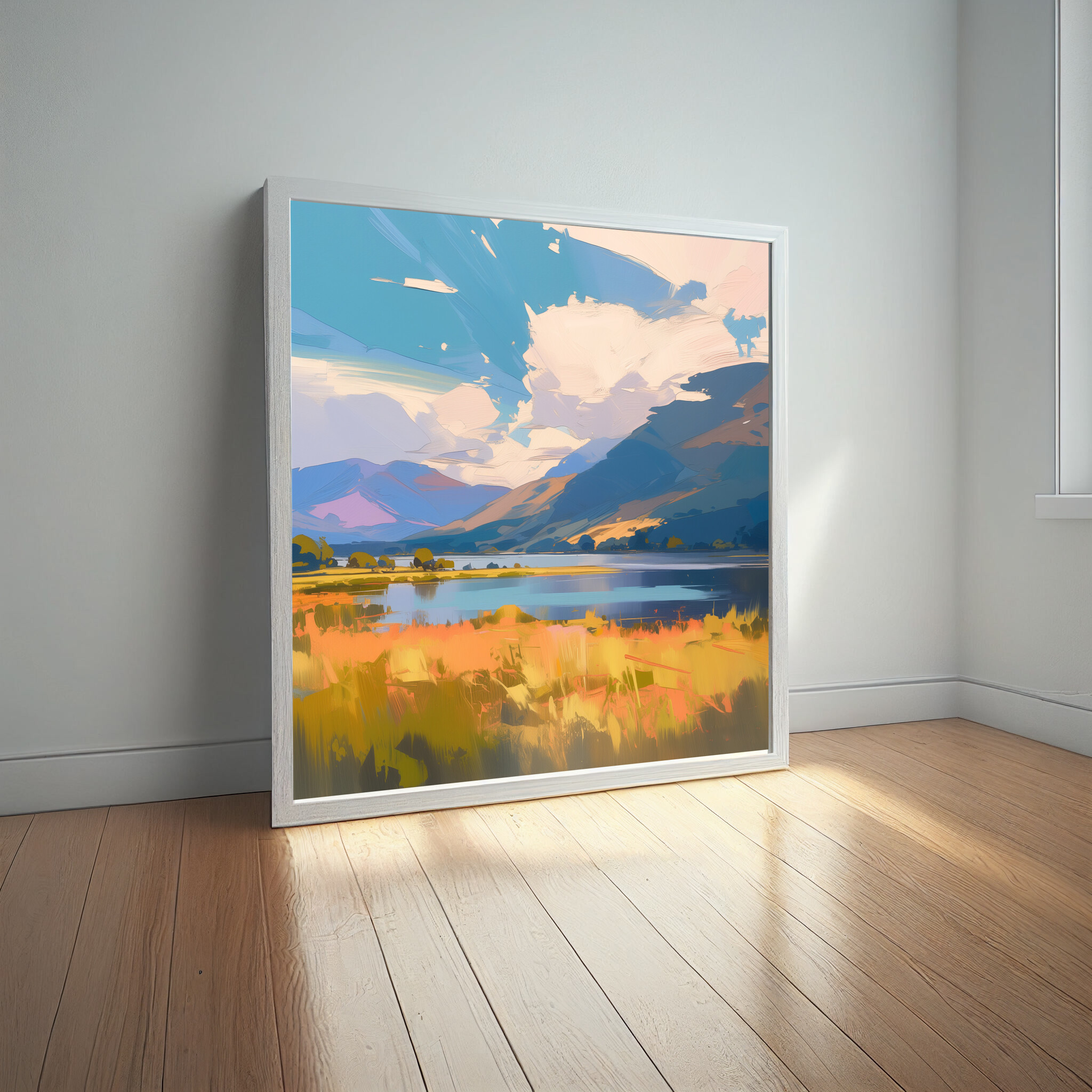 Lake District Impressionist Landscape Blue Art for Living Room | Perfect Home Decor -