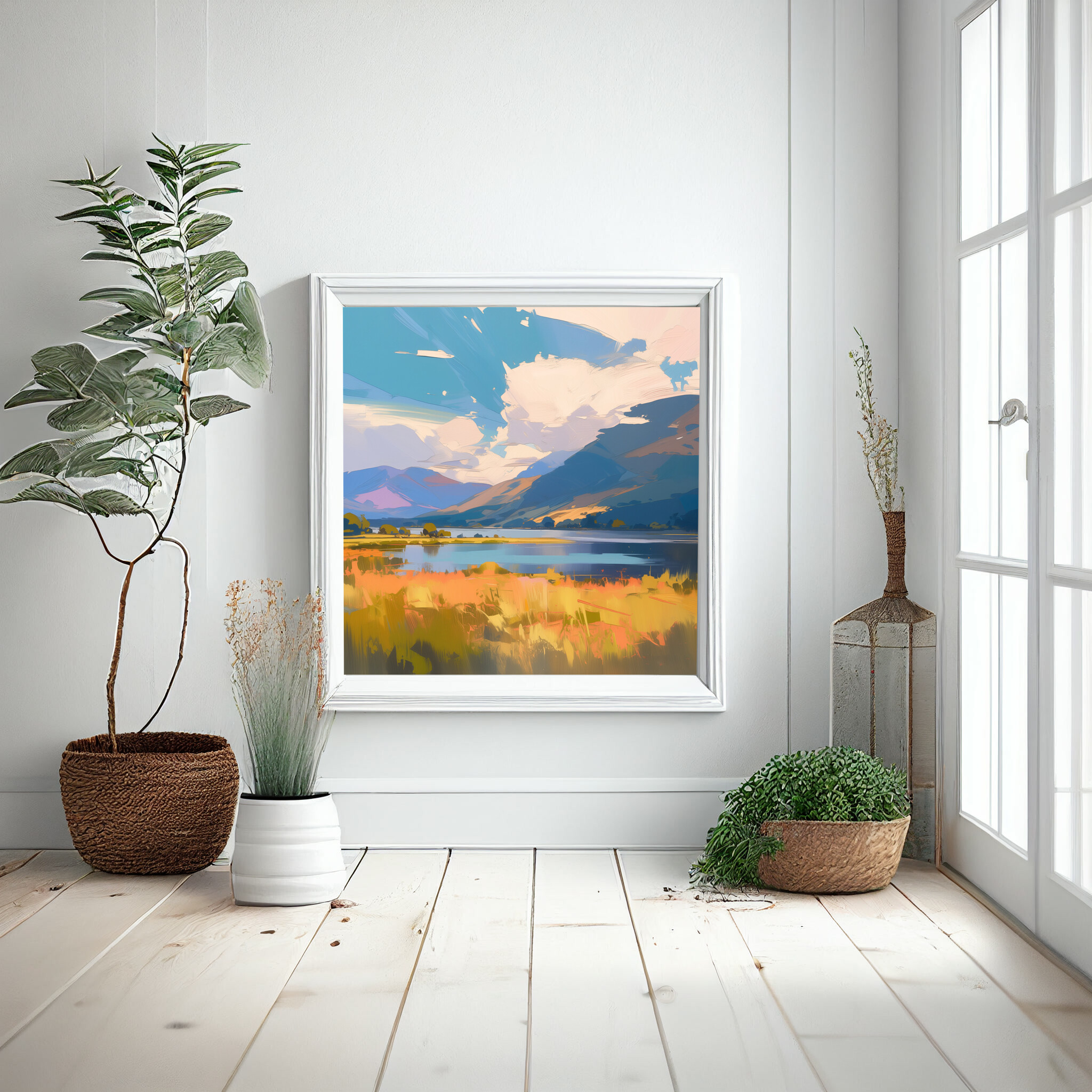 Lake District Impressionist Landscape Blue Art for Living Room | Perfect Home Decor -