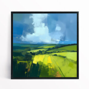 Sussex Countryside Impressionist Green Tones Living Room Art | Canvas Print Home Decor - BFP