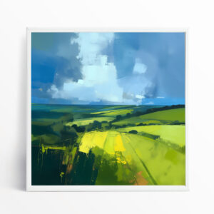 Sussex Countryside Impressionist Green Tones Living Room Art | Canvas Print Home Decor