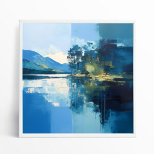 Lake District Abstract Blue Living Room Wall Art | Modern Canvas Home Decor