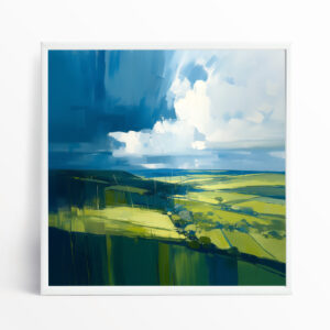 Southdowns National Park Impressionist Blue Art | Living Room Wall Art Canvas Print