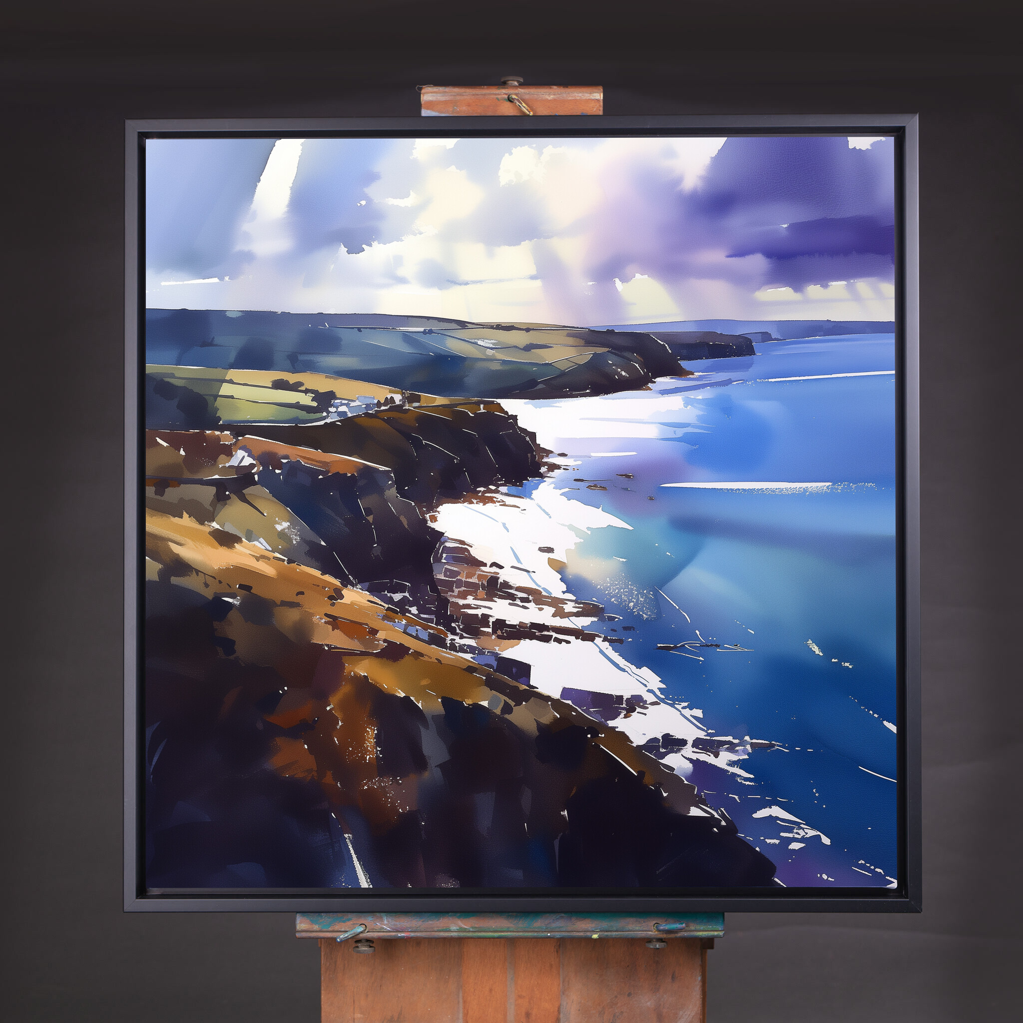Cornwall Coastal Impressionist Blue Art for Living Room | Canvas Print Home Decor - CBF
