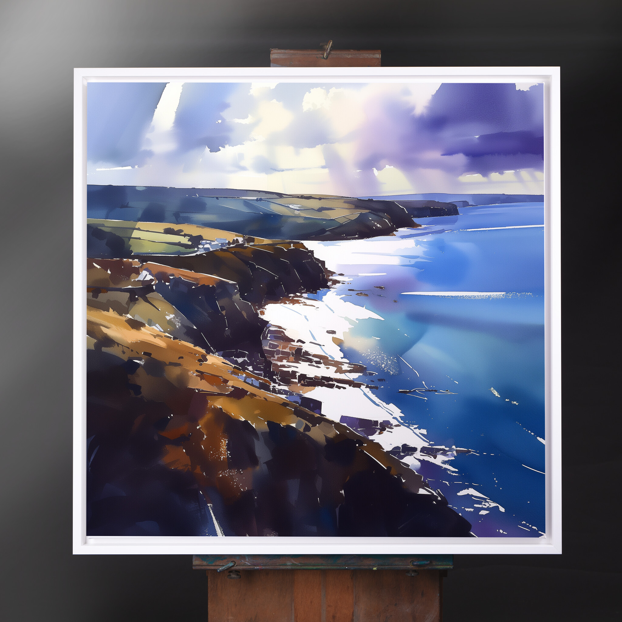 Cornwall Coastal Impressionist Blue Art for Living Room | Canvas Print Home Decor - CWF