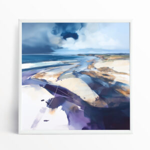 Cornwall Abstract Blue Ocean Living Room Wall Art | Modern Canvas Print