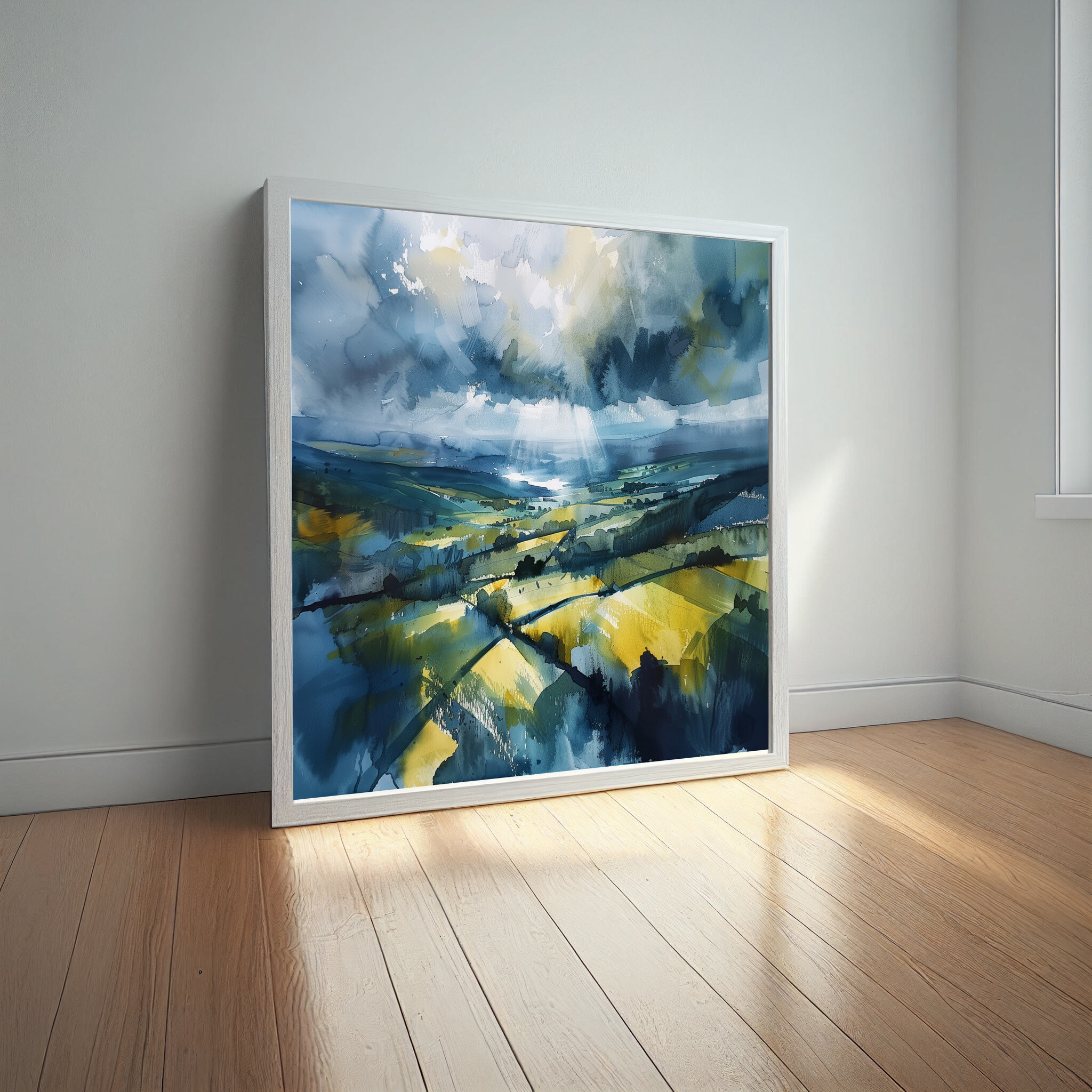 Southdowns Impressionist Blue Art Landscape | Living Room Wall Art Canvas Print -