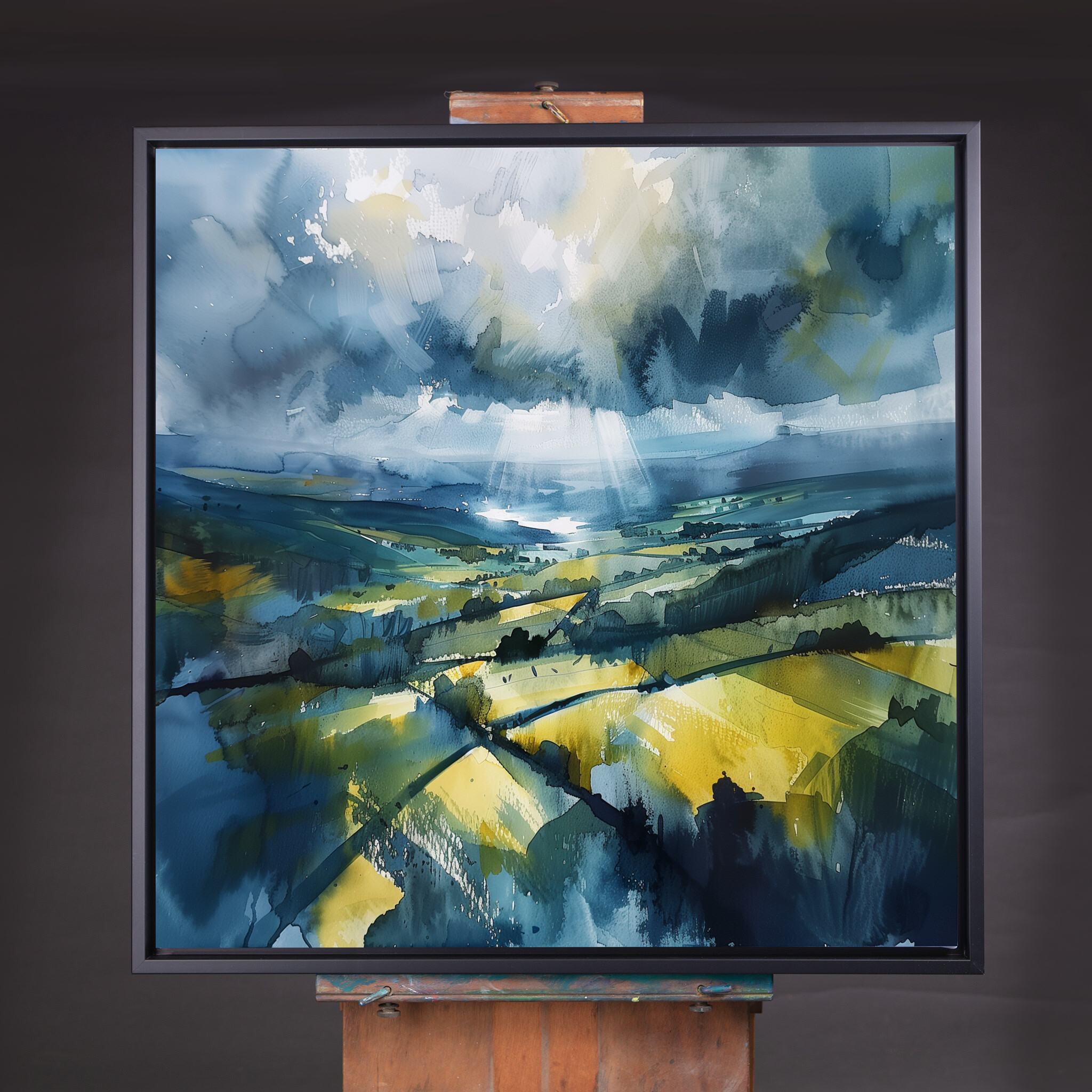 Southdowns Impressionist Blue Art Landscape | Living Room Wall Art Canvas Print - CBF