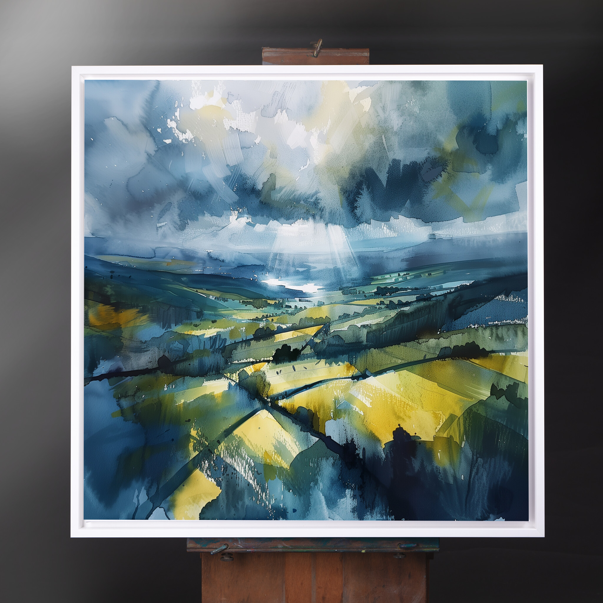 Southdowns Impressionist Blue Art Landscape | Living Room Wall Art Canvas Print - CWF