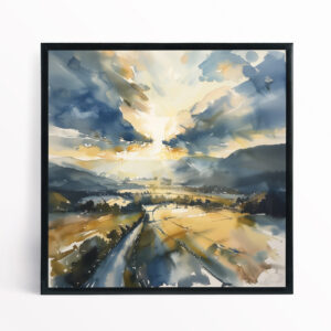 Sussex Countryside Impressionist Landscape Blue Art | Living Room Wall Art - BFP