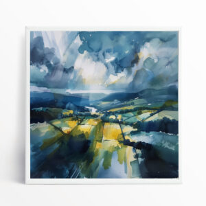 Southdowns Abstract Impressionist Blue Landscape Living Room Wall Art | Canvas Print Home Decor