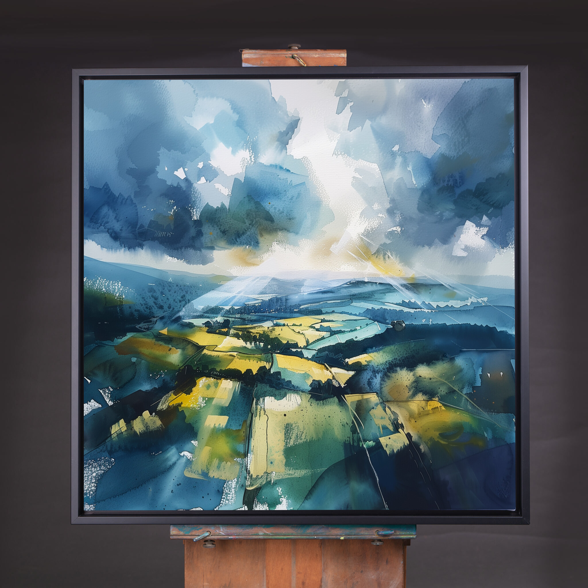 Southdowns Impressionist Blue Art Living Room Wall Art | Warm Toned Landscape Decor - CBF