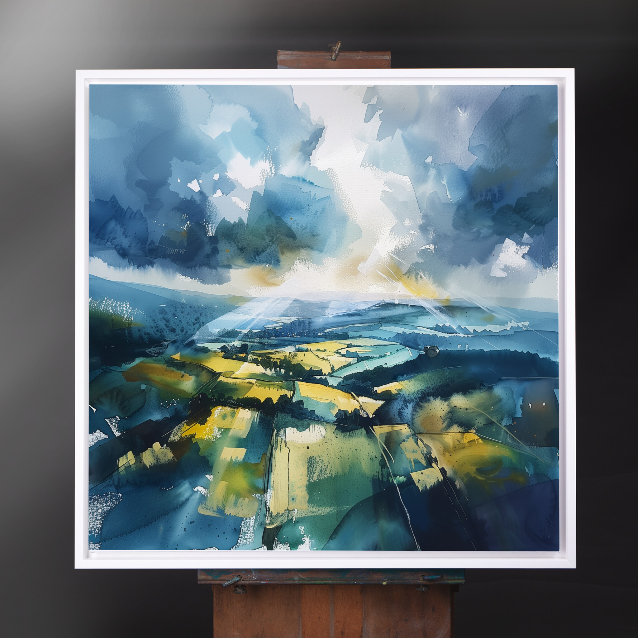 Southdowns Impressionist Blue Art Living Room Wall Art | Warm Toned Landscape Decor - CWF