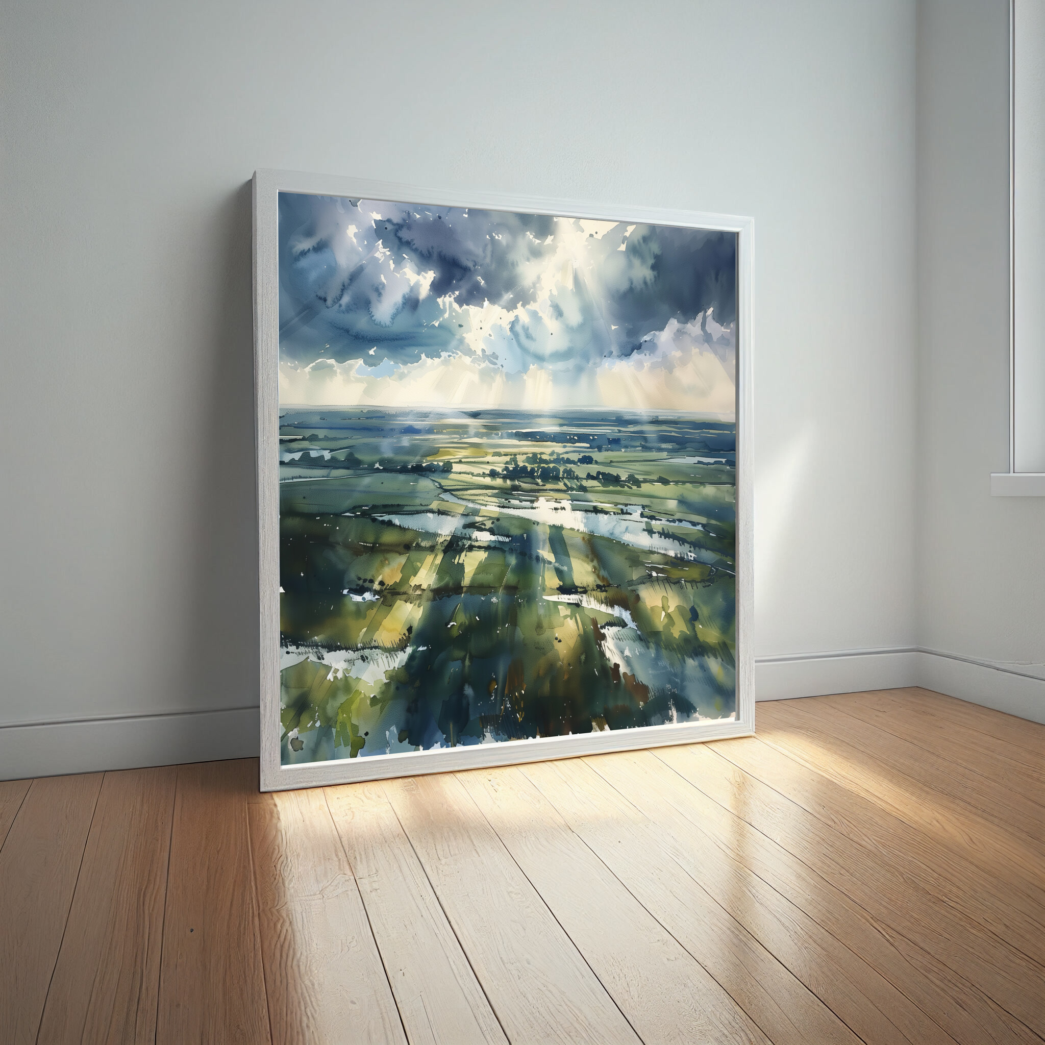 Southdowns Sussex Impressionist Green Blue Living Room Wall Art | Canvas Print Decor -