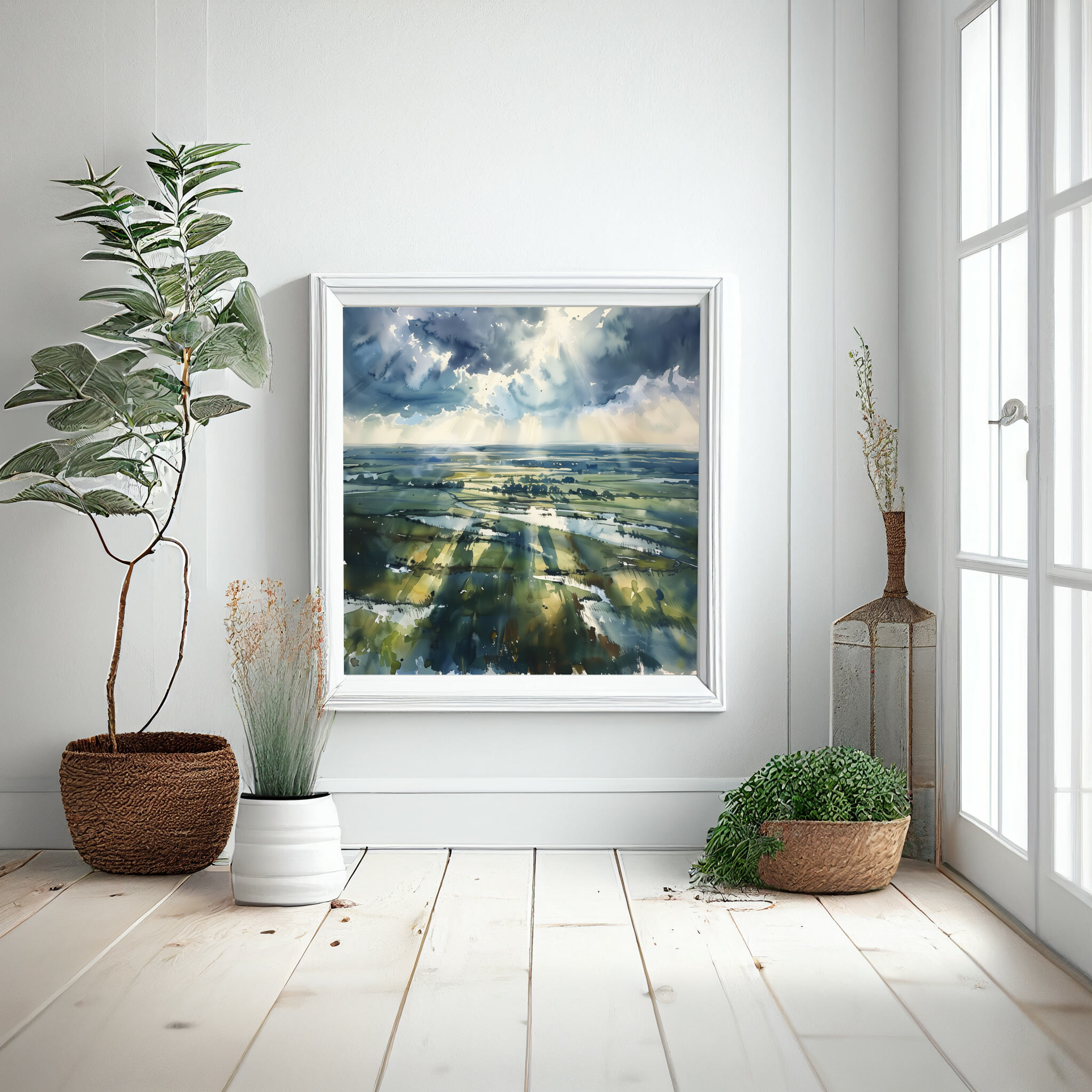 Southdowns Sussex Impressionist Green Blue Living Room Wall Art | Canvas Print Decor -