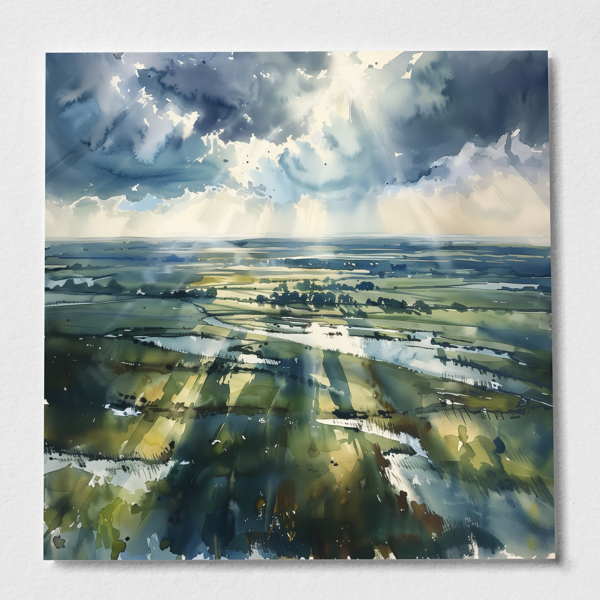 Southdowns Sussex Impressionist Green Blue Living Room Wall Art | Canvas Print Decor - P