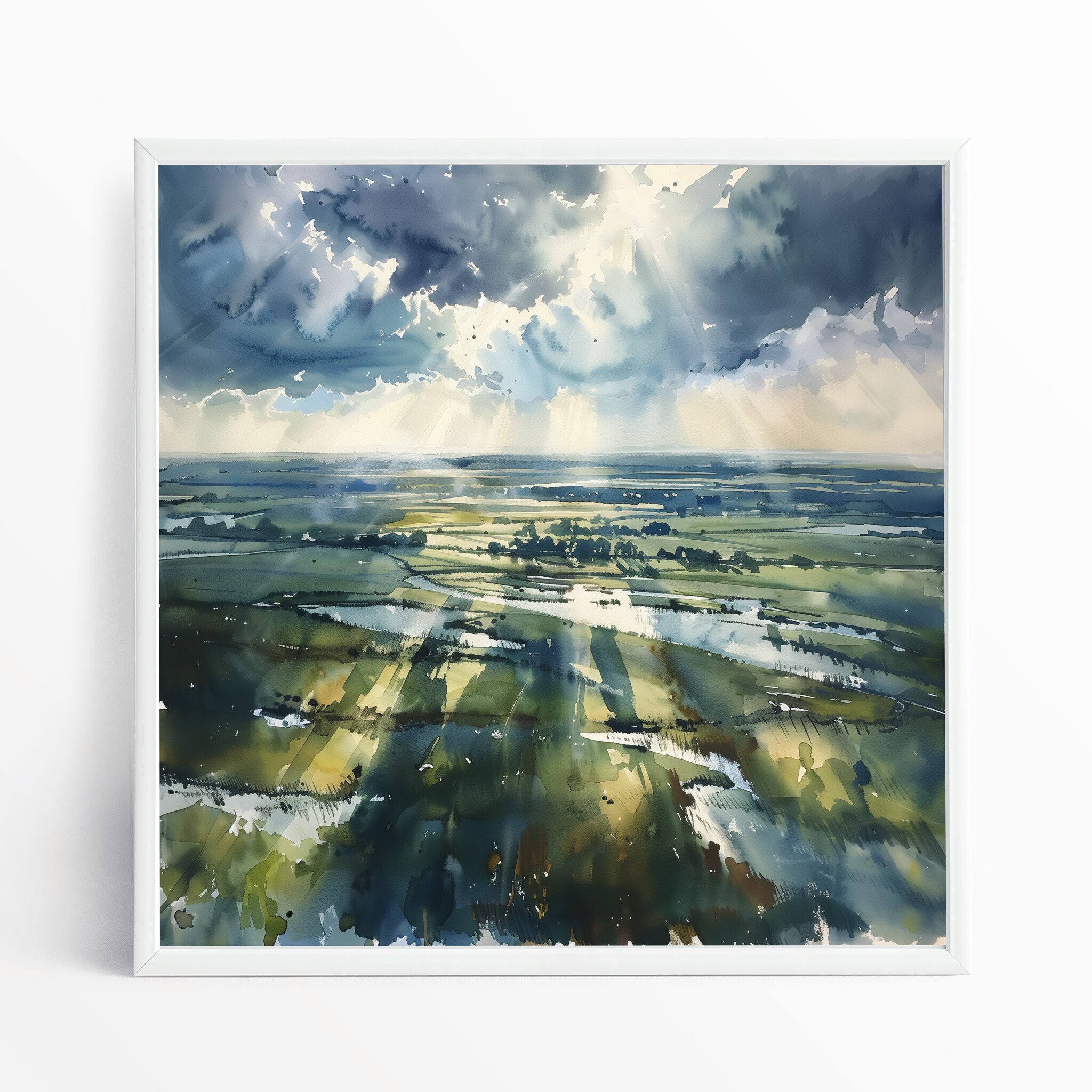 Southdowns Sussex Impressionist Green Blue Living Room Wall Art | Canvas Print Decor