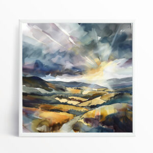Southdowns Impressionist Landscape Earth Tones Bedroom Decor | Abstract Wall Art