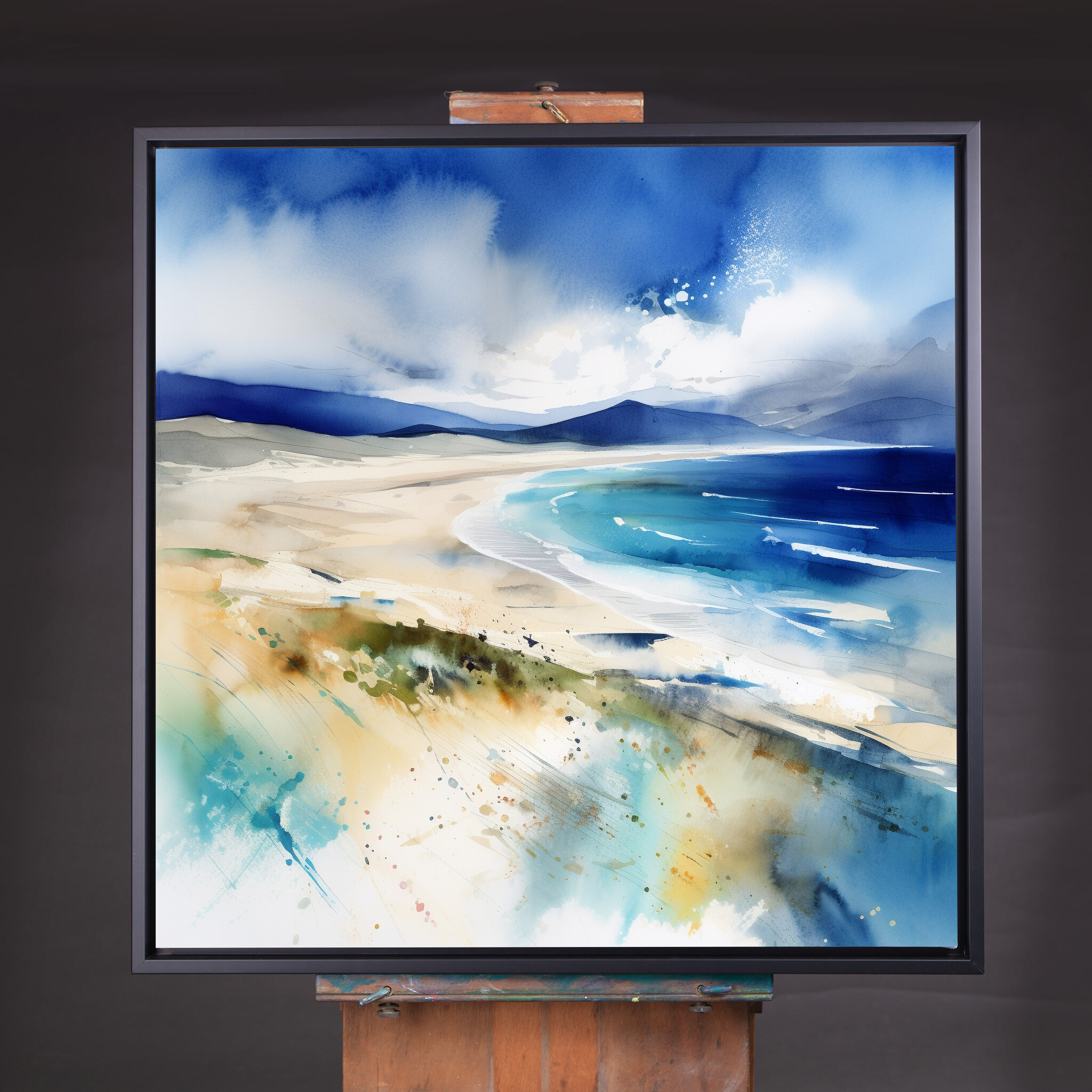 Scottish Beach Abstract Blue Art for Living Room | Coastal Landscape Wall Decor - CBF