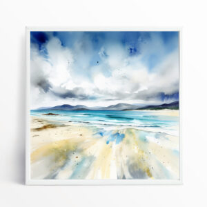 Isle of Harris Abstract Blue Art for Living Room | Coastal Canvas Print Home Decor