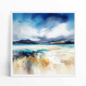 Luskentyre Sands Abstract Blue Landscape Living Room Wall Art | Canvas Print Decor