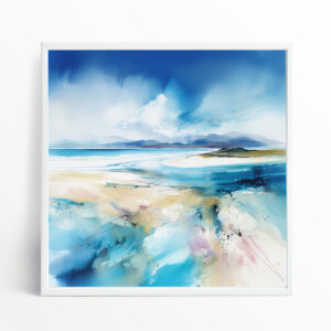 Scotland Beach Abstract Blue Living Room Wall Art | Coastal Home Decor