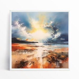 Cornwall Beach Abstract Blue Art for Living Room | Modern Ocean Wall Art