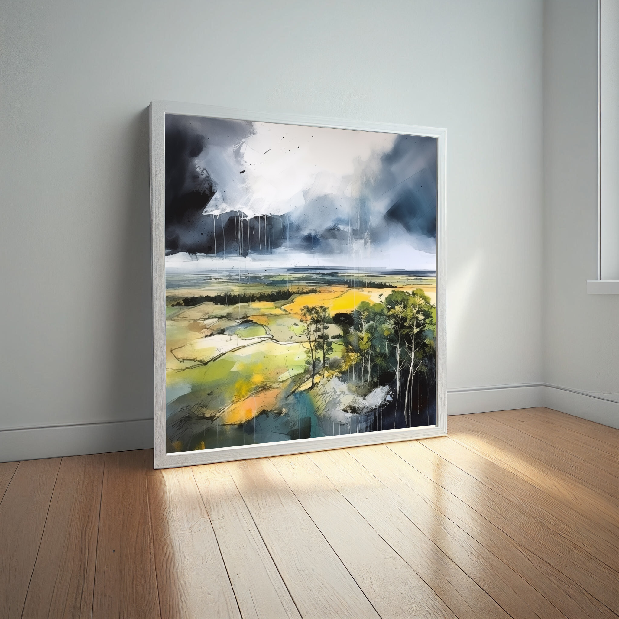 Southdowns Abstract Earth Tones Living Room Wall Art | Modern Landscape Home Decor -