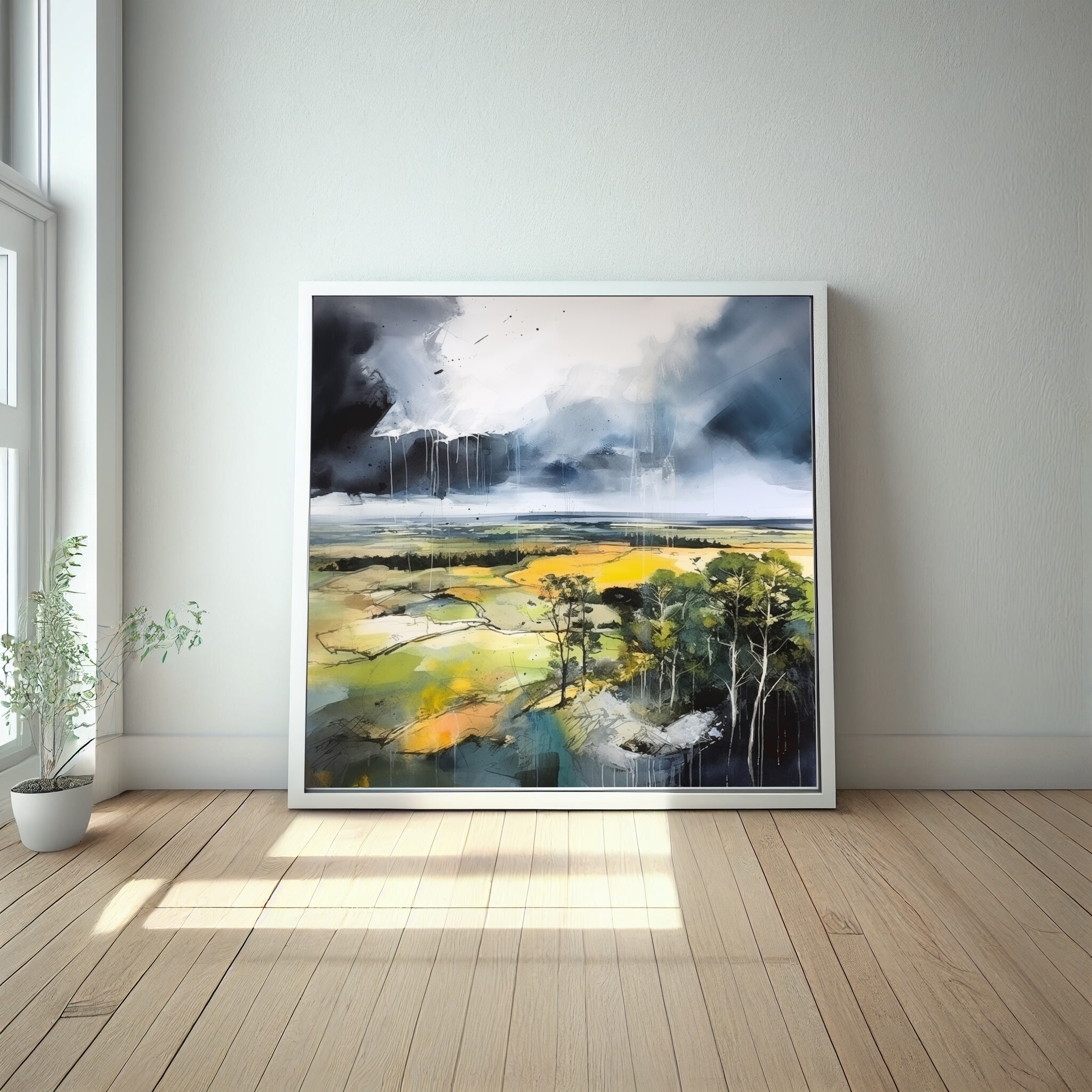 Southdowns Abstract Earth Tones Living Room Wall Art | Modern Landscape Home Decor -