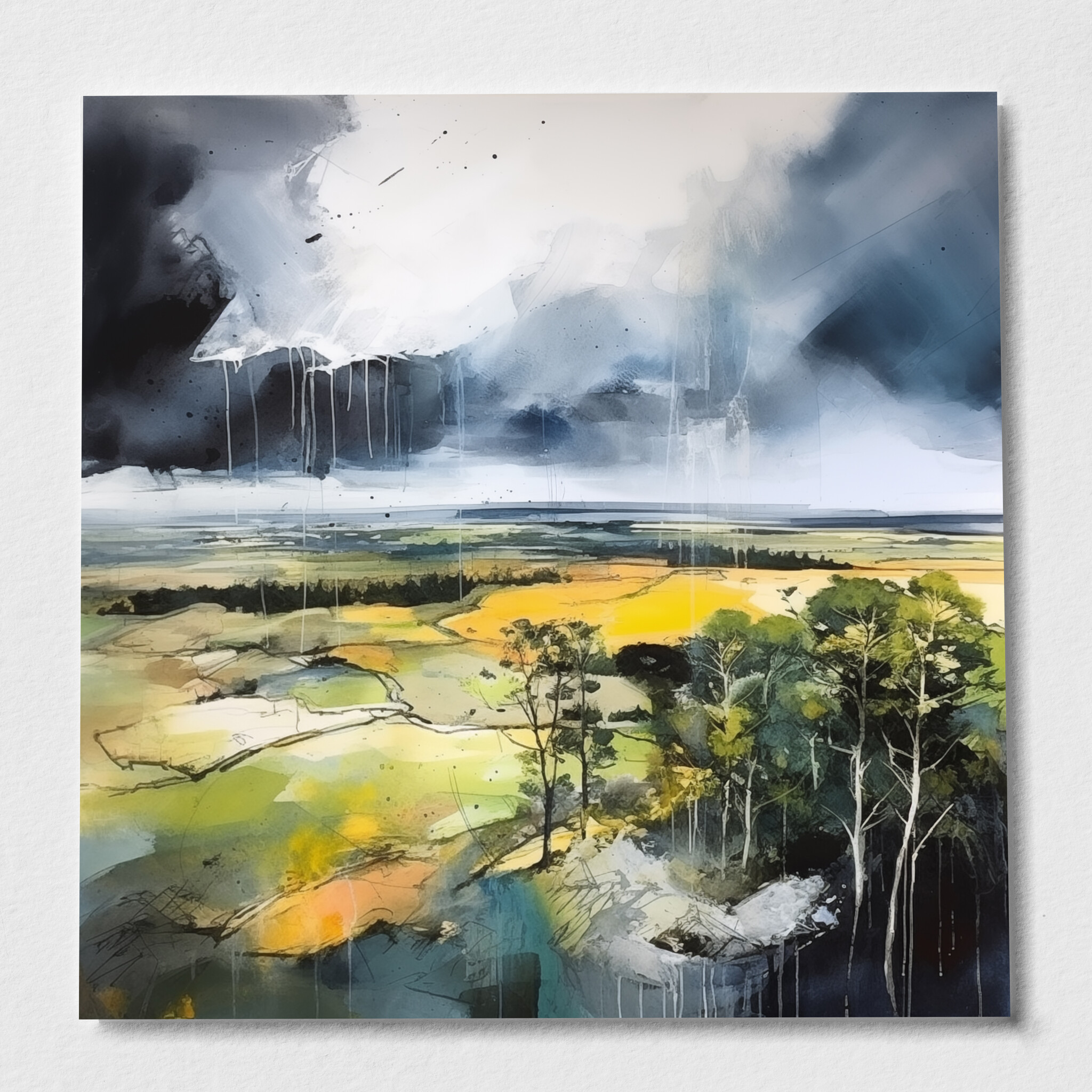 Southdowns Abstract Earth Tones Living Room Wall Art | Modern Landscape Home Decor - P