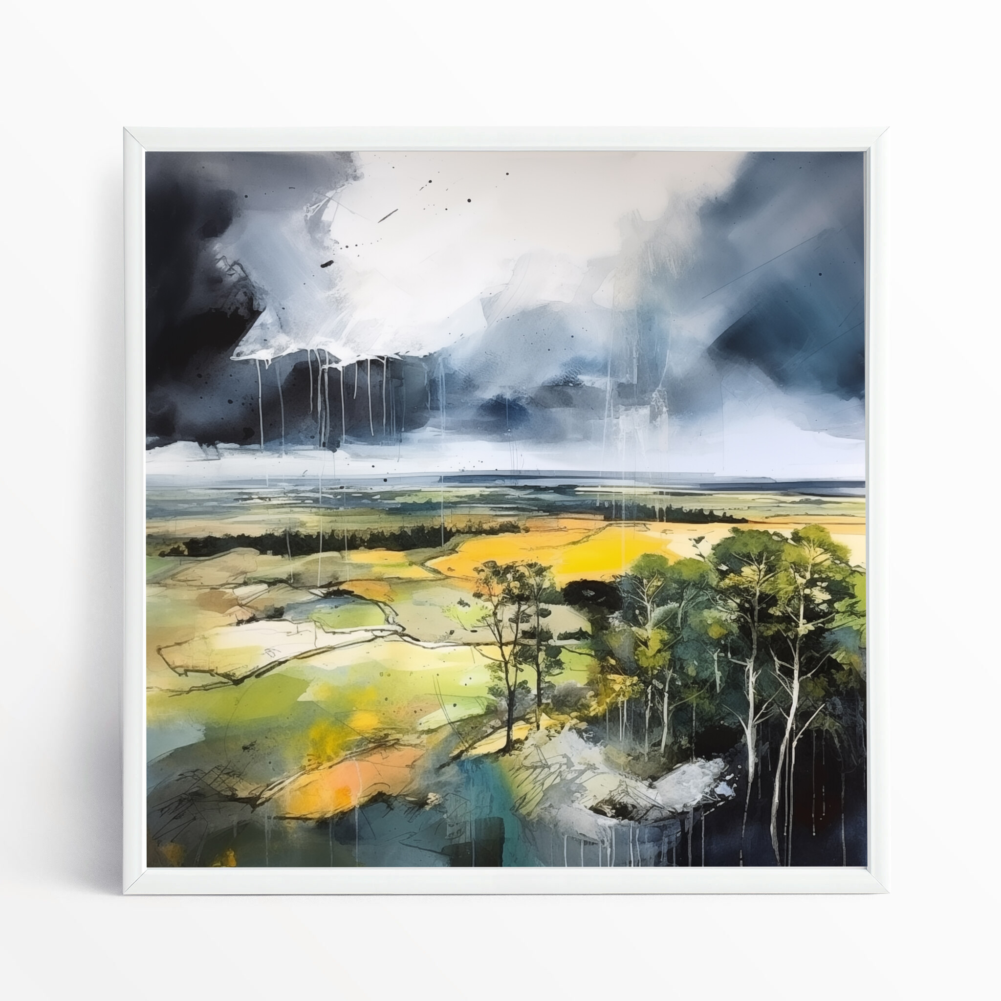 Southdowns Abstract Earth Tones Living Room Wall Art | Modern Landscape Home Decor - WFP