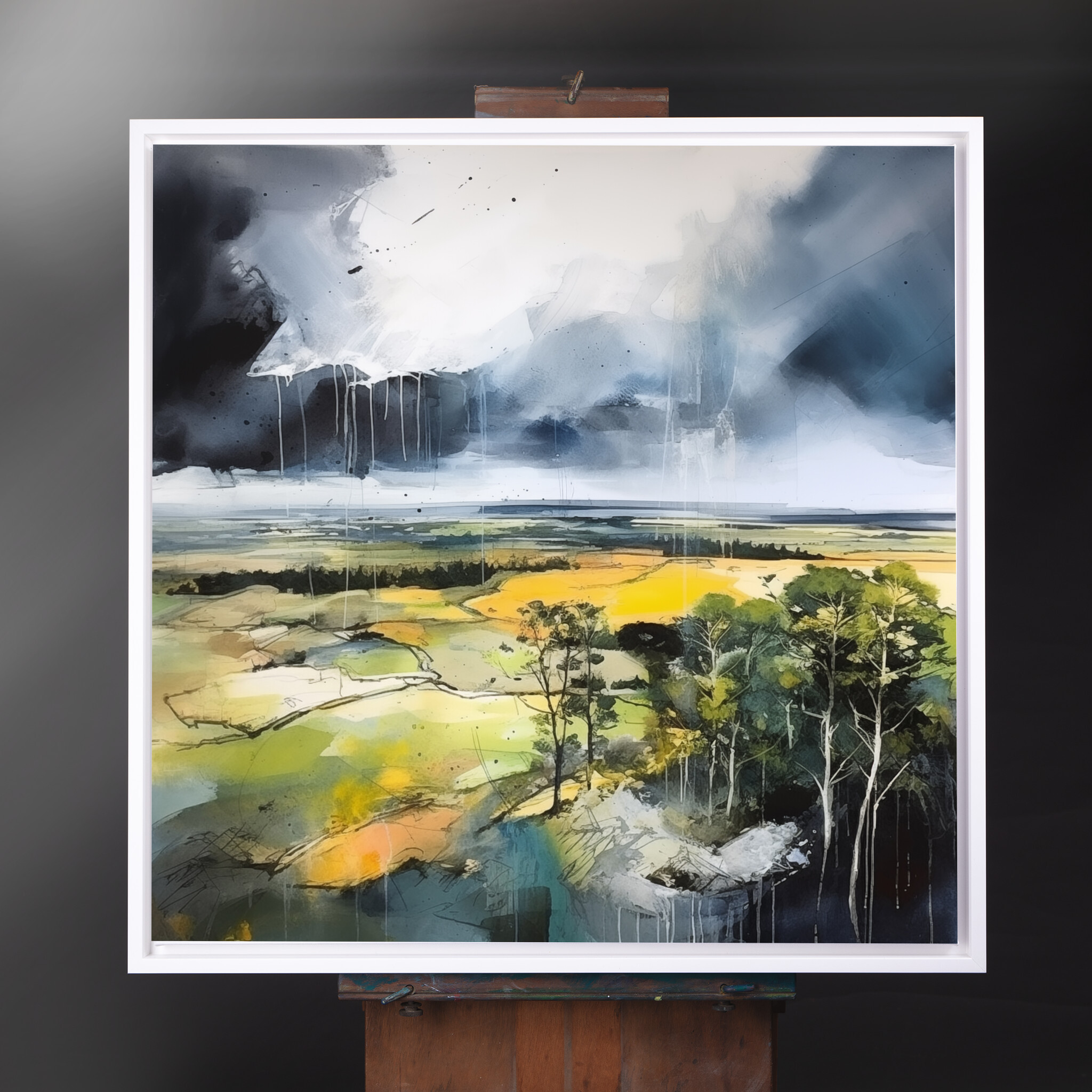 Southdowns Abstract Earth Tones Living Room Wall Art | Modern Landscape Home Decor - CWF