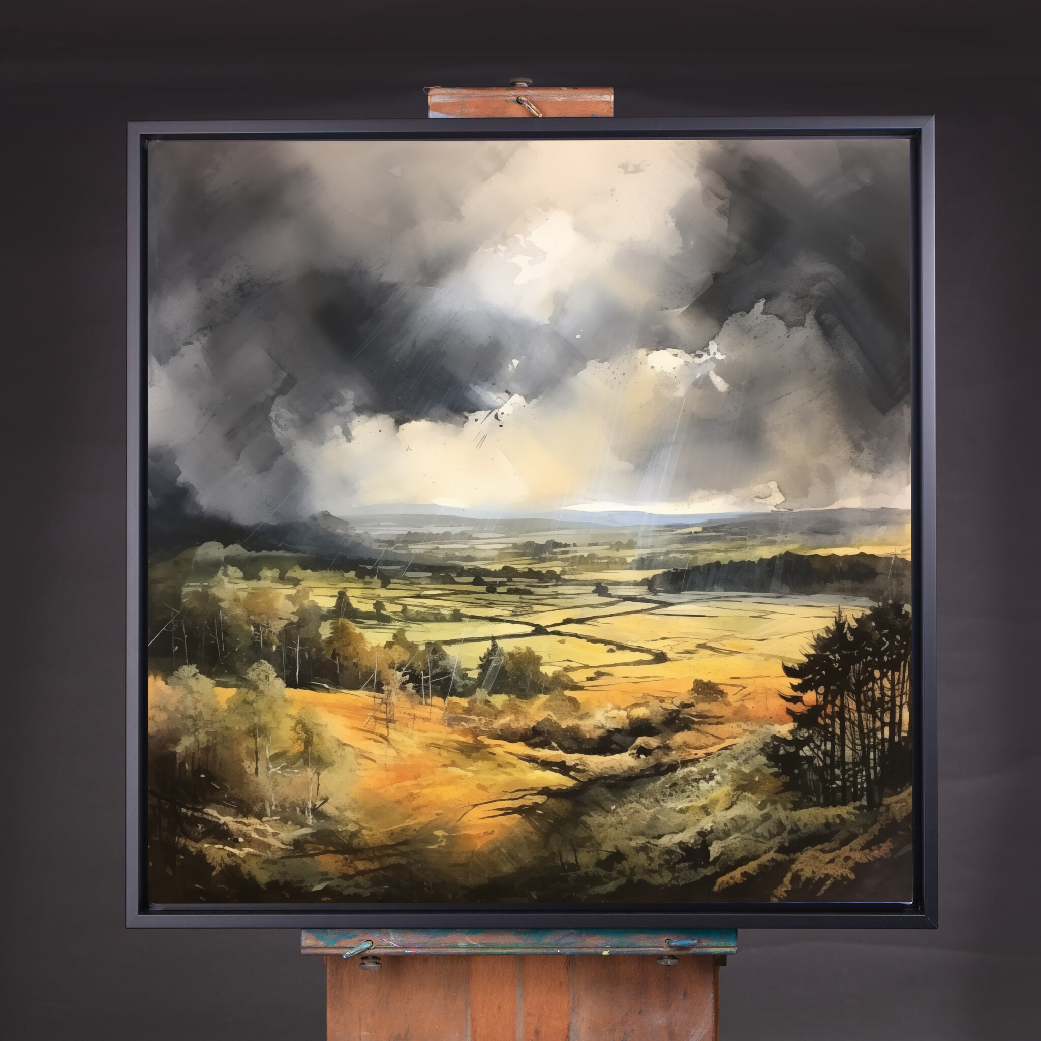 Southdowns Impressionist Landscape Grey Tones Living Room Art | Warm Earth Canvas Print - CBF