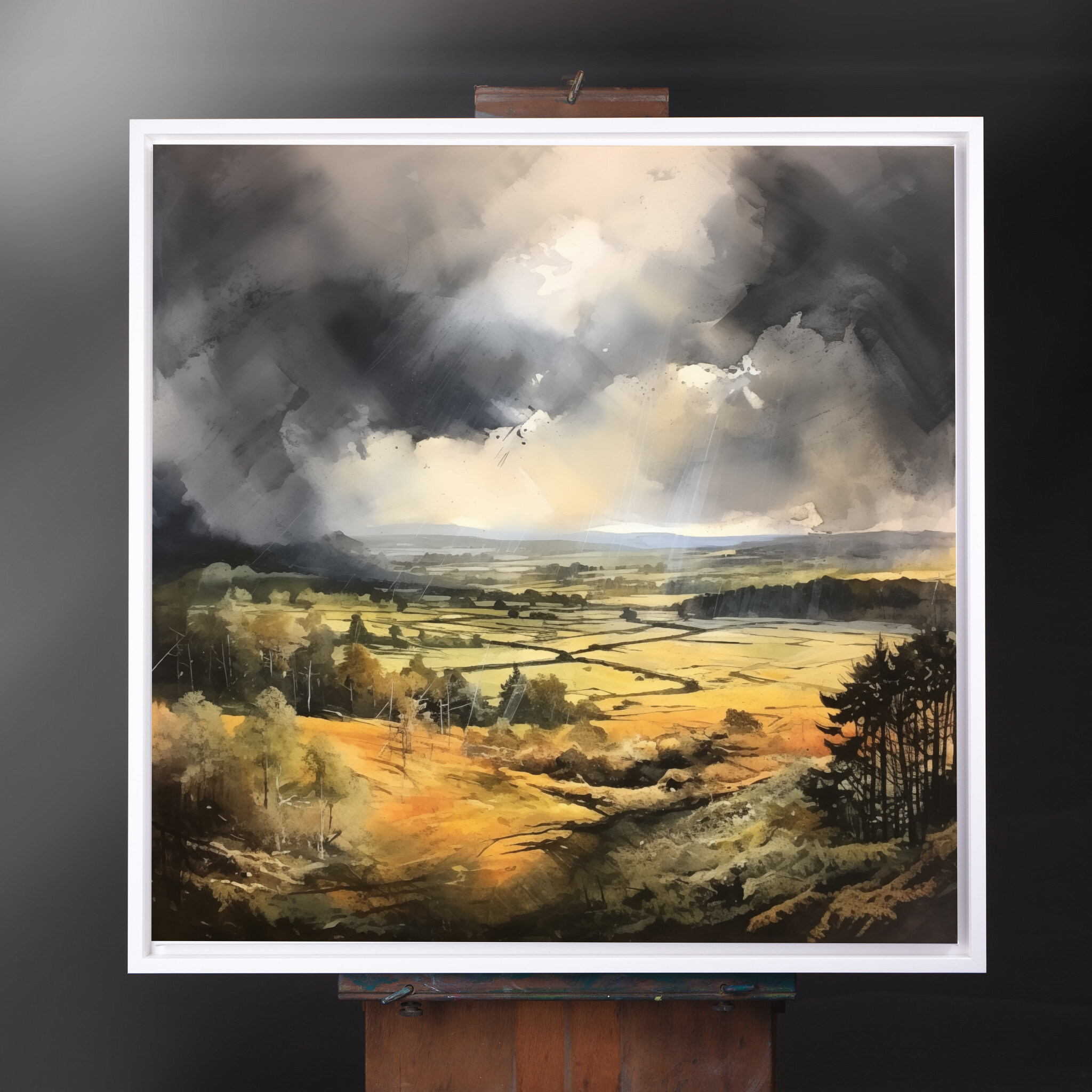 Southdowns Impressionist Landscape Grey Tones Living Room Art | Warm Earth Canvas Print - CWF