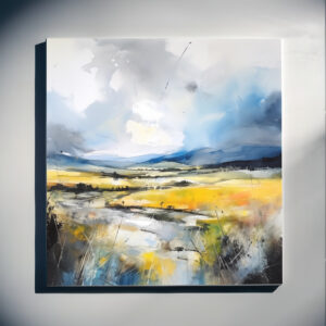 Sussex Abstract Landscape Blue Warm Tones Living Room Wall Art | Canvas Print - C