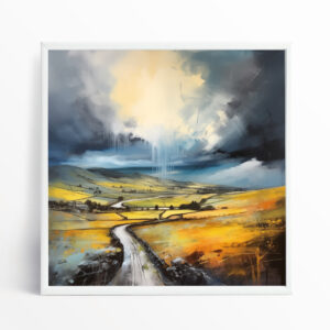 Yorkshire Dales Abstract Landscape Yellow Art for Living Room | Modern Wall Decor