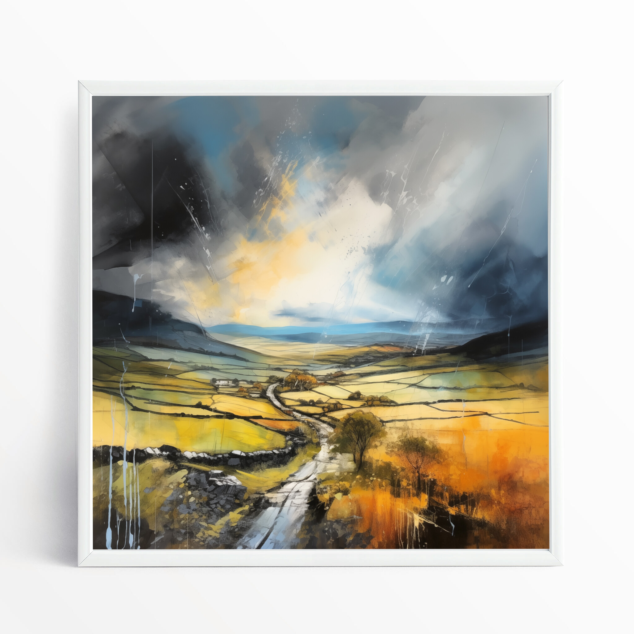 Yorkshire Dales Impressionist Landscape Wall Art | Warm Tones Living Room Decor Canvas Print