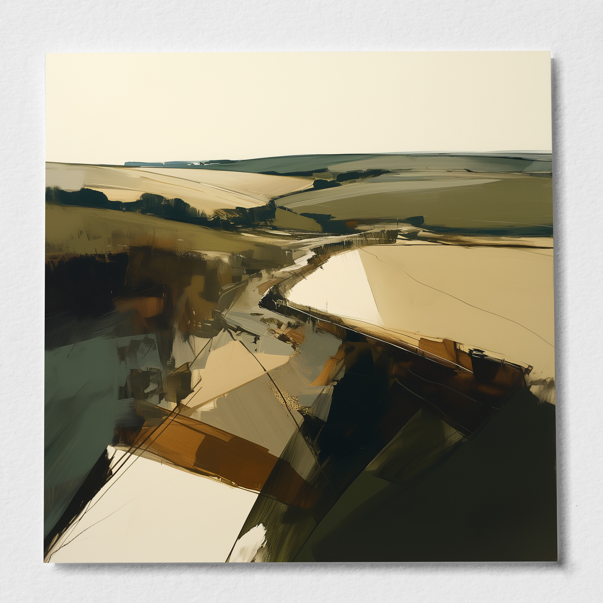 Cornwall Abstract Earth Tones Living Room Wall Art | Modern Landscape Decor - P