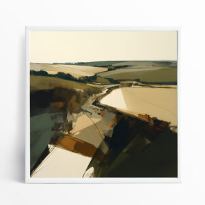 Cornwall Abstract Earth Tones Living Room Wall Art | Modern Landscape Decor