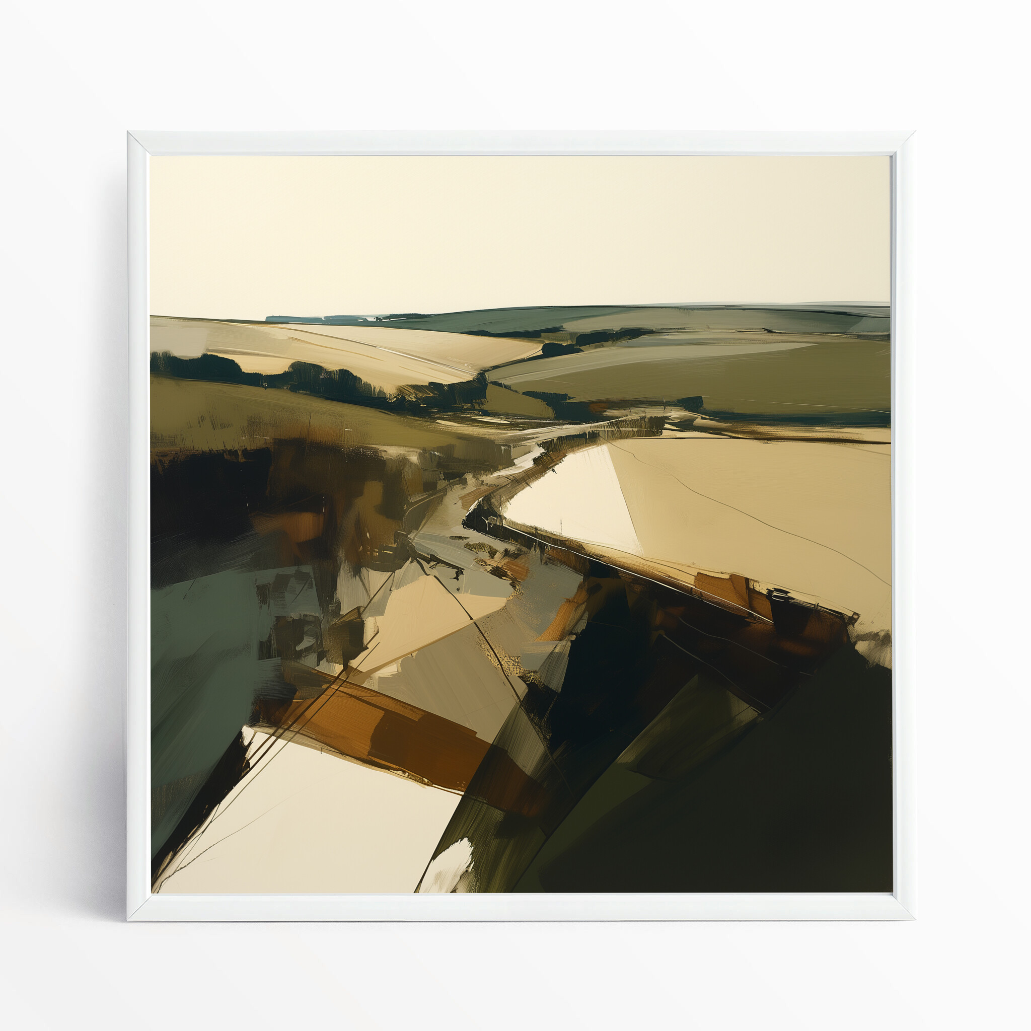 Cornwall Abstract Earth Tones Living Room Wall Art | Modern Landscape Decor