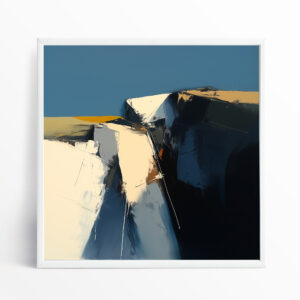 Southdowns Abstract Blue Landscape Living Room Wall Art | Modern Home Decor