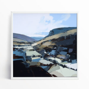 Abstract Landscape Blue Art for Living Room Wall | Modern Home Decor