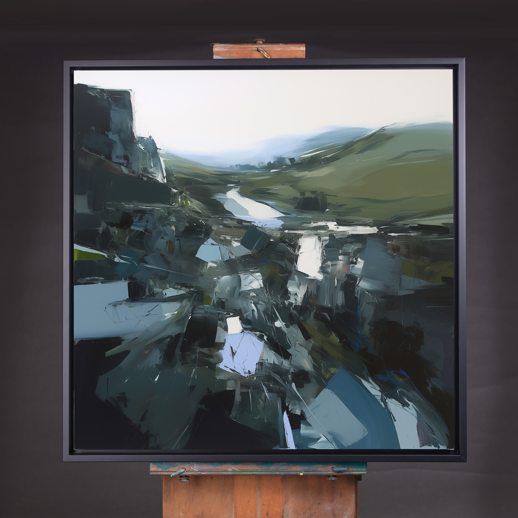 Cornwall Abstract Landscape Blue Green Living Room Art | Canvas Print Wall Decor - CBF