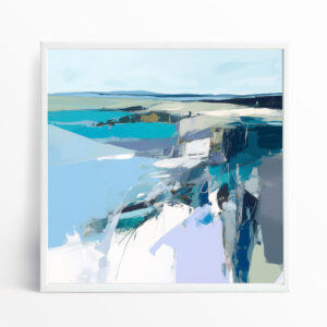 Birling Gap Abstract Blue Living Room Wall Art | Modern Landscape Canvas Print