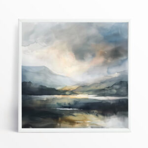 Lake District Abstract Grey Living Room Wall Art | Impressionist Landscape Decor