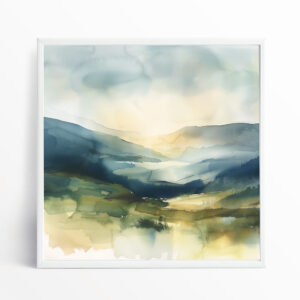Lake District Abstract Warm Tones Living Room Wall Art | Tranquil Landscape Home Decor